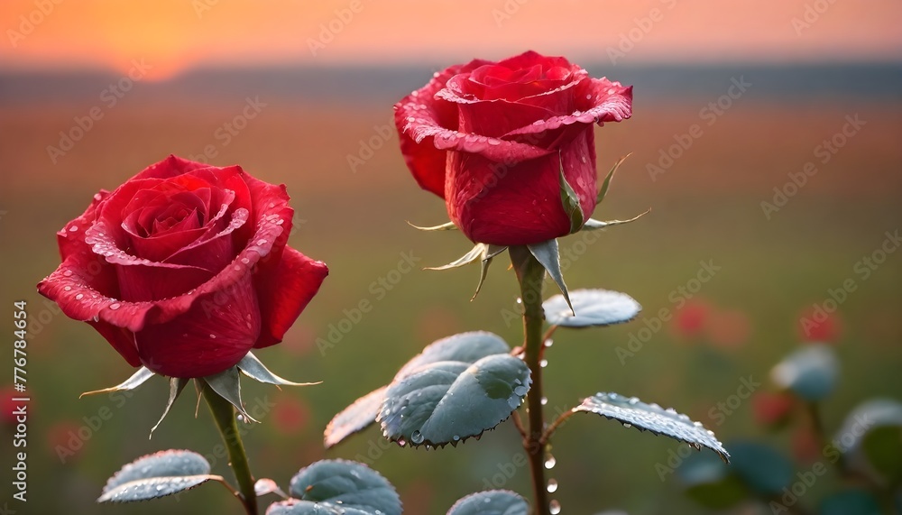 red rose flower garden in drops of dew at sunrise red rose flower garden in drops of dew at sunrise