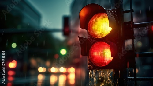rainy traffic light transparent