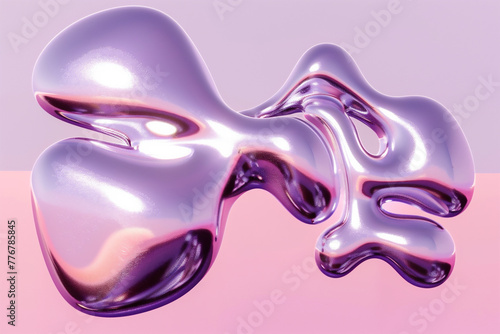 Wallpaper Mural Liquid chrome magic: a captivating purple droplet, with a metallic sheen, dances in a world of soft pink hues.  Torontodigital.ca
