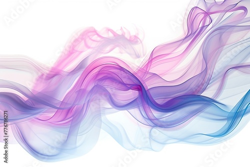 Gentle flow of multicolored smoke  vibrant and soft  set against a white background  high resulution clean sharp focus