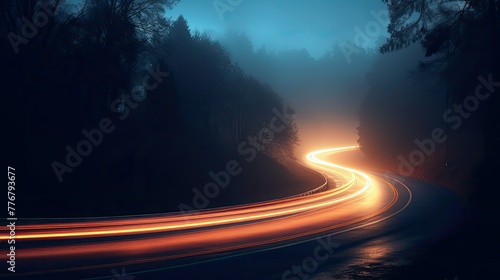 winding blurry car lights
