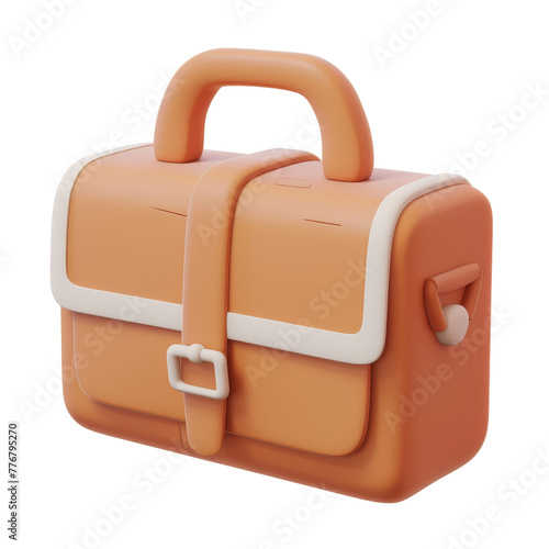 Briefcase icon, 3D render clay style, studio short , isolated on transparent background 