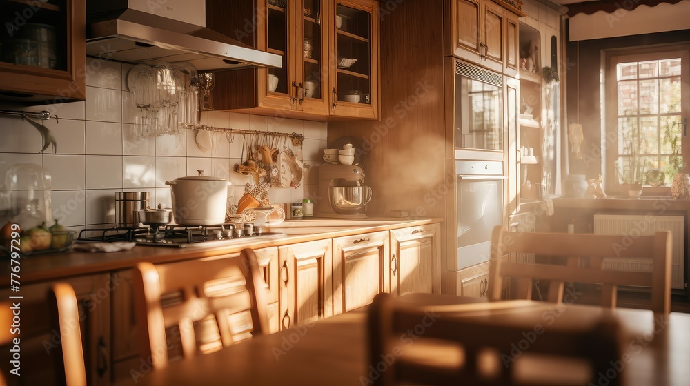 charm blurred house interior kitchen