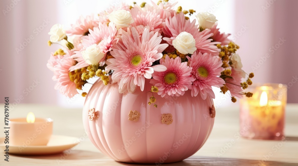 flowers blush pink pumpkin