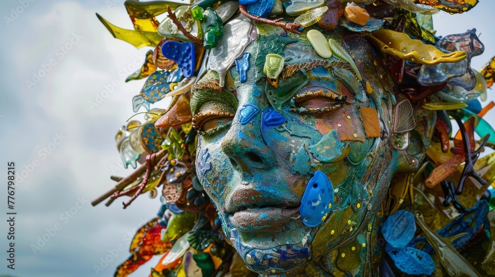 Sculpture made from recycled plastic