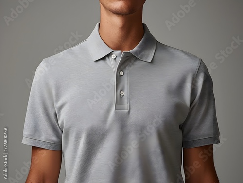 Handsome Businessman Posing in Gray Polo Shirt for Corporate Headshot