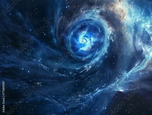 Spiral galaxy in a sea of stars photo