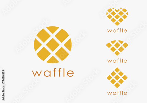 Set of Abstract minimalist waffle logo icon vector template on white background