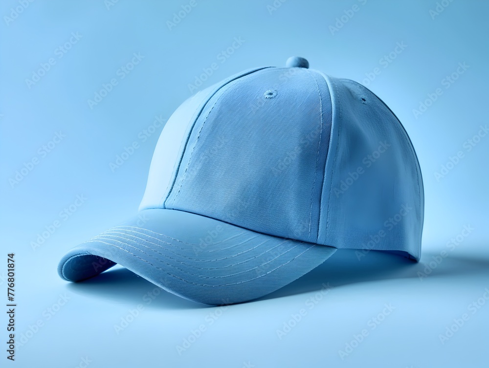 Blue Baseball Cap Against Minimalist Studio Backdrop Blue Baseball Cap Against Minimalist Studio Backdrop
