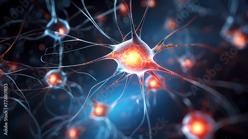 Concept illustration of neuron cells with glowing links