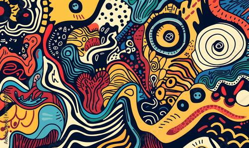 hand drawn flat design abstract doodle pattern