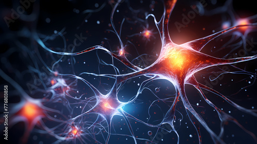 Concept illustration of neuron cells with glowing links