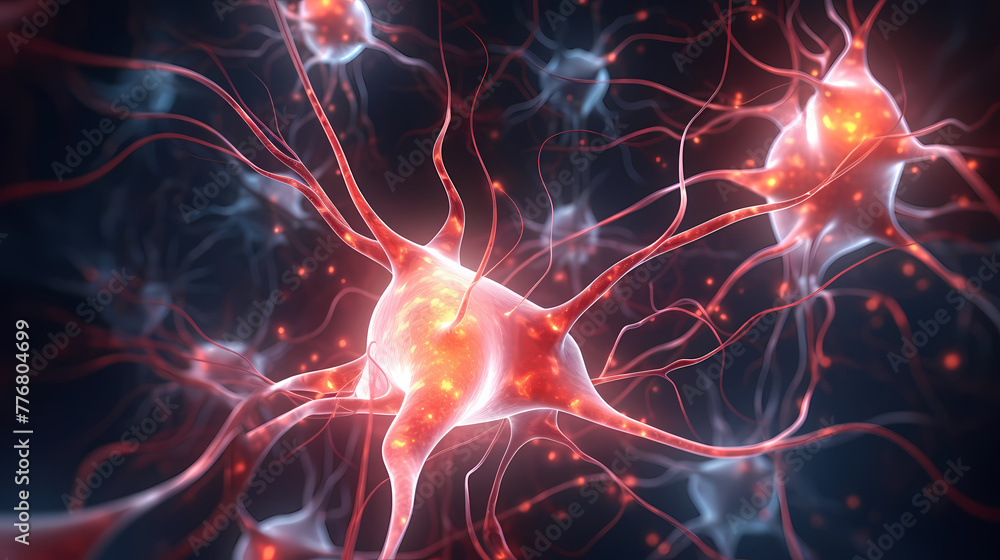 Concept illustration of neuron cells with glowing links Concept illustration of neuron cells with glowing links