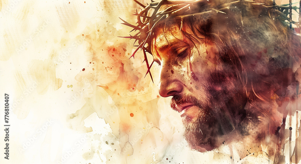 Artistic Depiction of Jesus Christ with Crown of Thorns