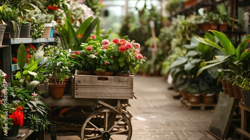 Plant on flower cart in nursery