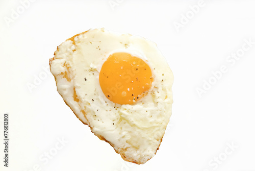 Fried Egg Isolated on White Background with Yolk, Breakfast Meal
