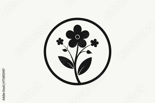 A picture of a forget-me-not-icon in circle silhouette black logo vector illustration photo