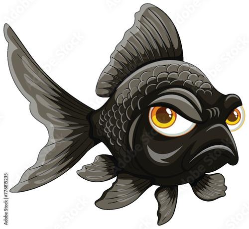 Vector illustration of a displeased cartoon goldfish.
