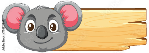 Vector illustration of a koala on a sign