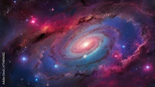 Beautiful galaxy planet background with vibrant colors © sndffa14