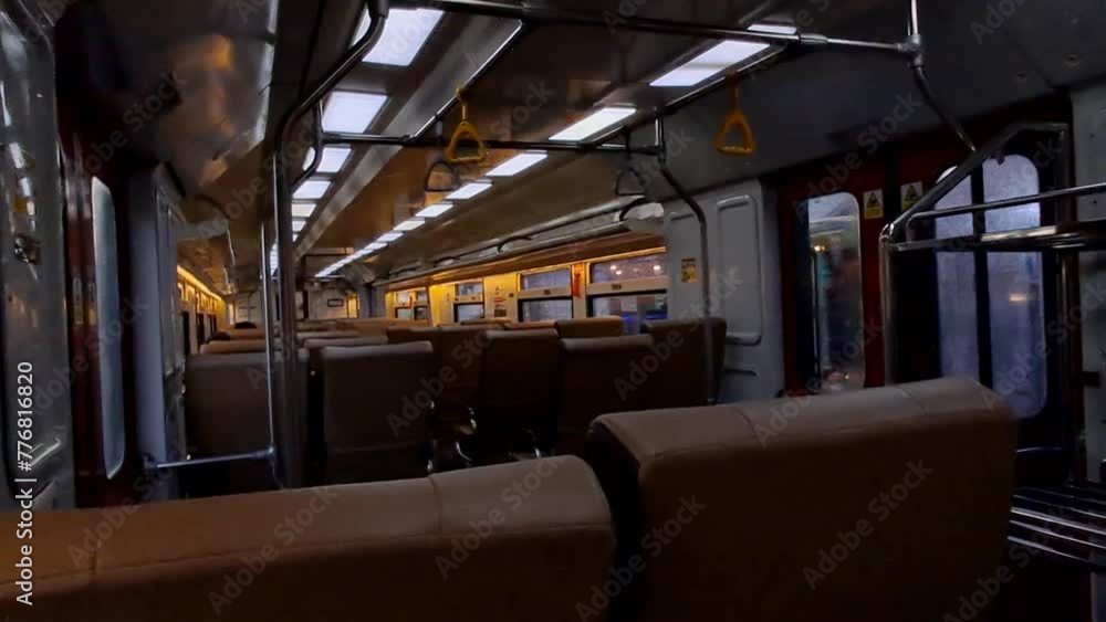 Intercity Train Java Public trains in Java, Indonesia are empty of passengers when it is ...