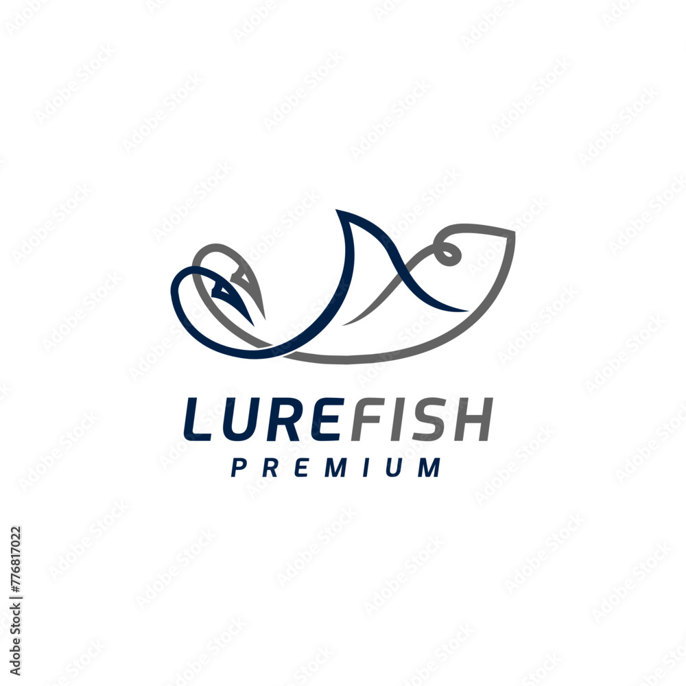 Obraz premium Angler fishing icon illustration Lure fish hook logo design