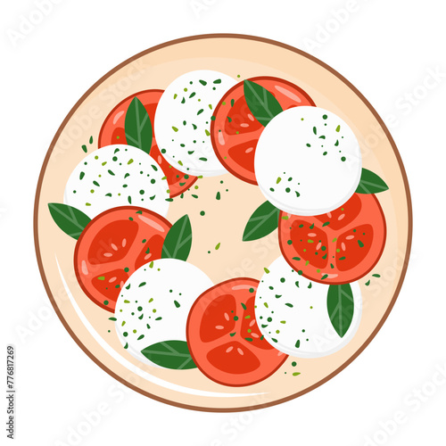 Caprese salad with mozzarella and tomato and basil