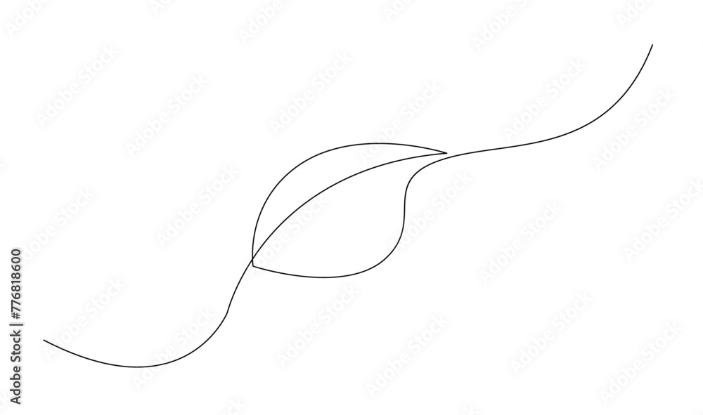 Obraz premium leaf of plant one line drawing. Vector illustration in continuous line style.