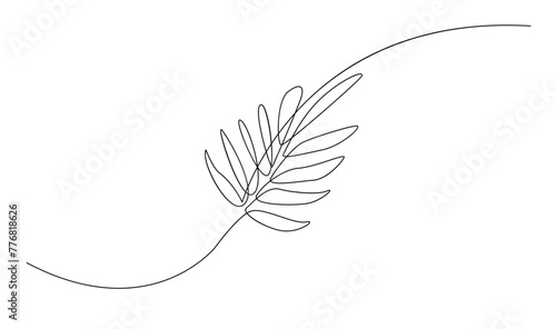 leaf of plant one line drawing. Vector illustration in continuous line style.