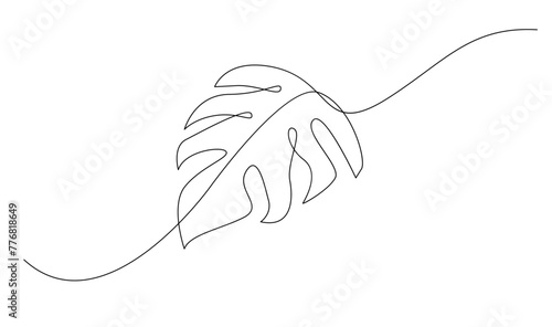leaf of plant one line drawing. Vector illustration in continuous line style.