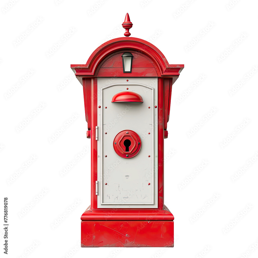 white red postbox object isolated on transparent background.