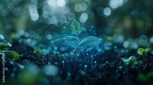 A realistic and artistic interpretation of a sprout representing technology