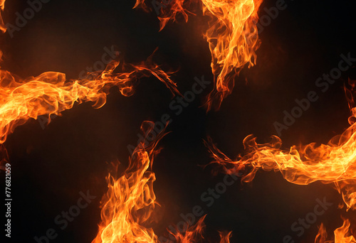 Intense flame, on a dark background. Fire Background