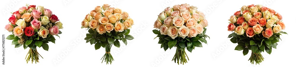 set of bunch of roses isolated on transparent background set of bunch of roses isolated on transparent background