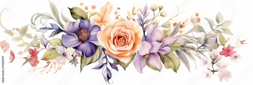 Bright flowers on white background