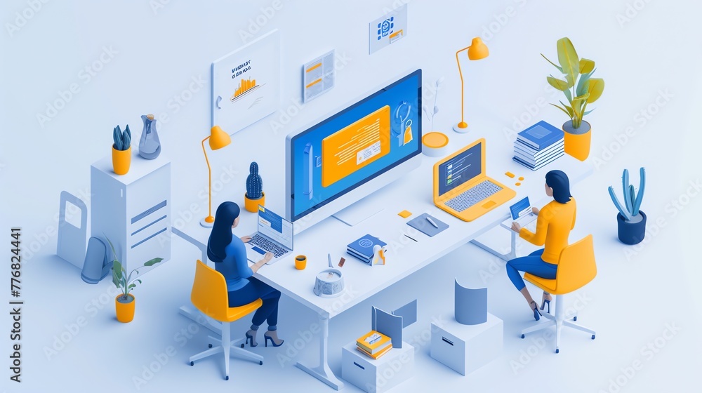 Visual Content Creation isometric Illustration Visual Content Creation isometric Illustration