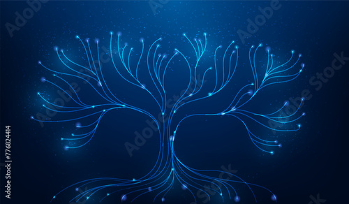 tree data storage digital technology online internet network. big data branch on blue background. vector illustration fantastic digital design