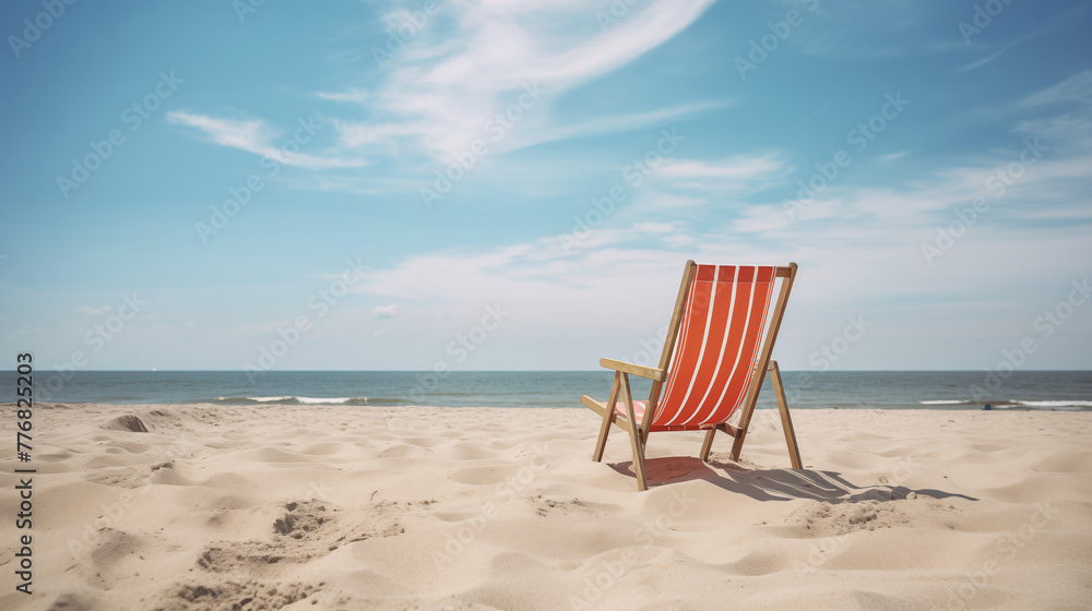Beach chair on sandy summer time, Vacation concept