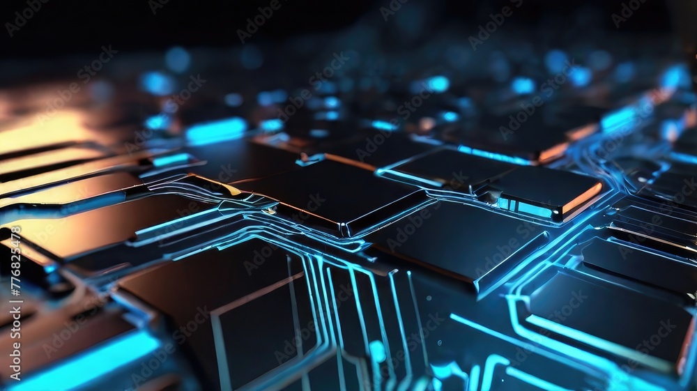 Obraz premium abstract lines and cubes rendering of technology background