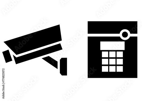 防犯カメラとオートロックのアイコンセット