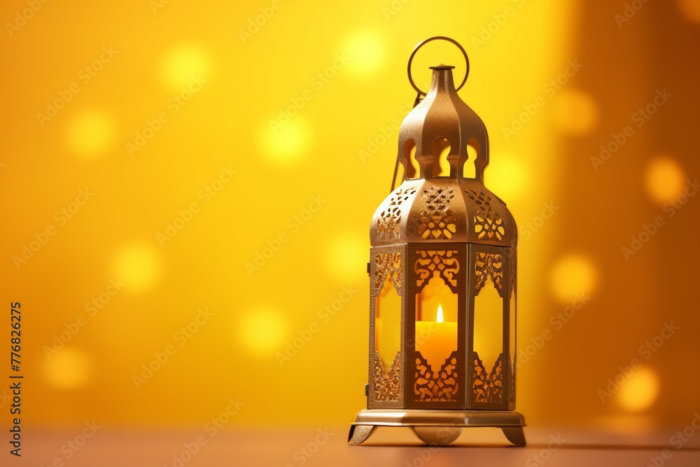Eid mubarak and ramadan kareem greetings with islamic lantern and mosque. Eid al fitr background