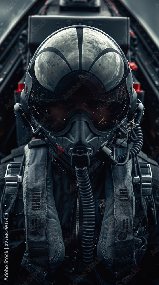 a pilot of a fighter jet in a black suit sitting in the cockpit of his plane a pilot of a fighter jet in a black suit sitting in the cockpit of his plane