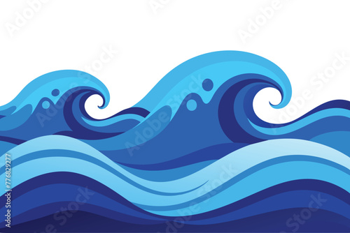 Sea and ocean blue wave line, water borders design vector
