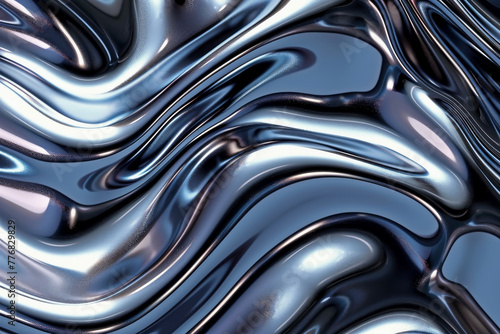 Metallic Abstract Wavy Liquid Background: Layout Design Symbolizing Tech Innovation