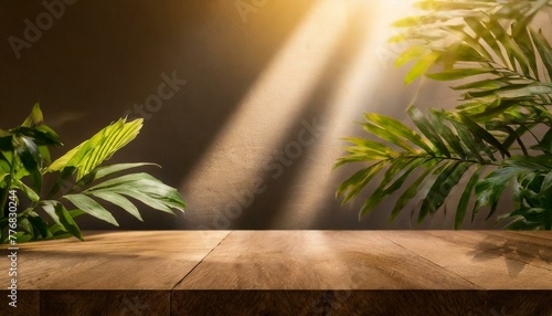 Sunny Serenity  Wood Table Background for Product Display