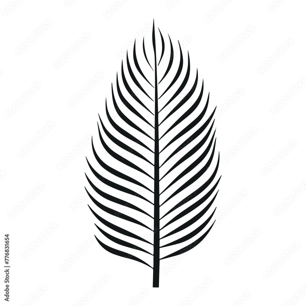 Fototapeta premium Palm banana leaf silhouette vector.