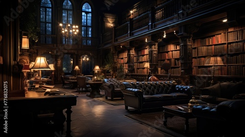mysterious library dark