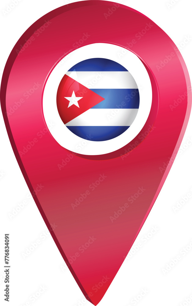 Destination pin icon with Cuba flag.Location red map marker Destination pin icon with Cuba flag.Location red map marker