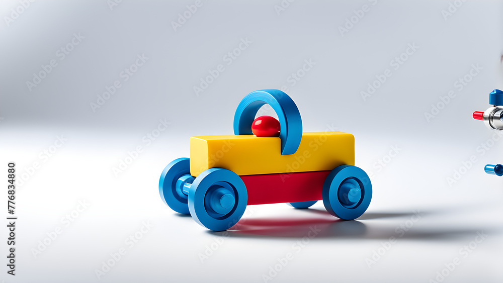 Children's toys on a solid color background, a Children's Day gift Children's toys on a solid color background, a Children's Day gift