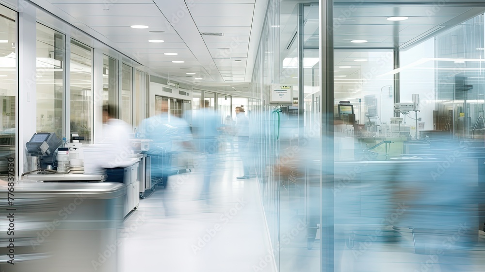 patients blurred medical clinic interior